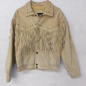 Stefano Man Vintage Fringed Suede Leather Western Cowboy Jacket Small